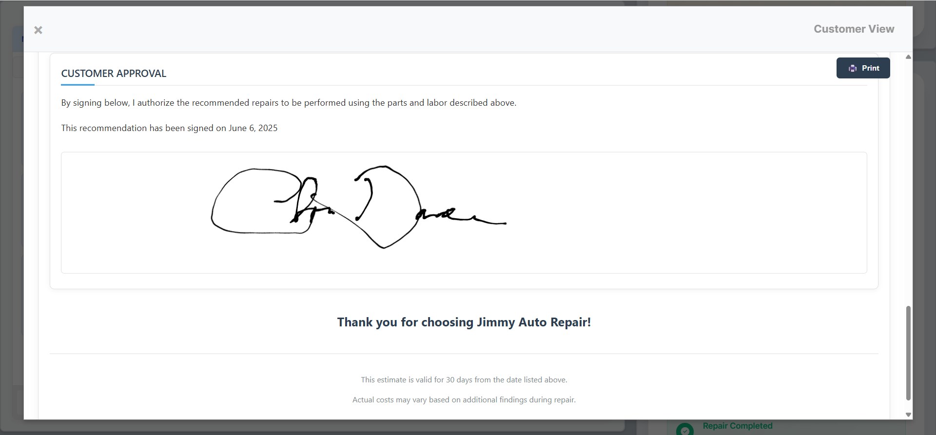 Customer Approval Process