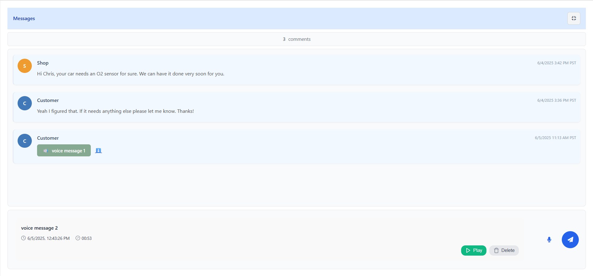 Voice Message Integration